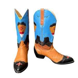Old Gringo Vintage RARE New Mexico Desert Hot Air Balloon Western Boots 10.5 D